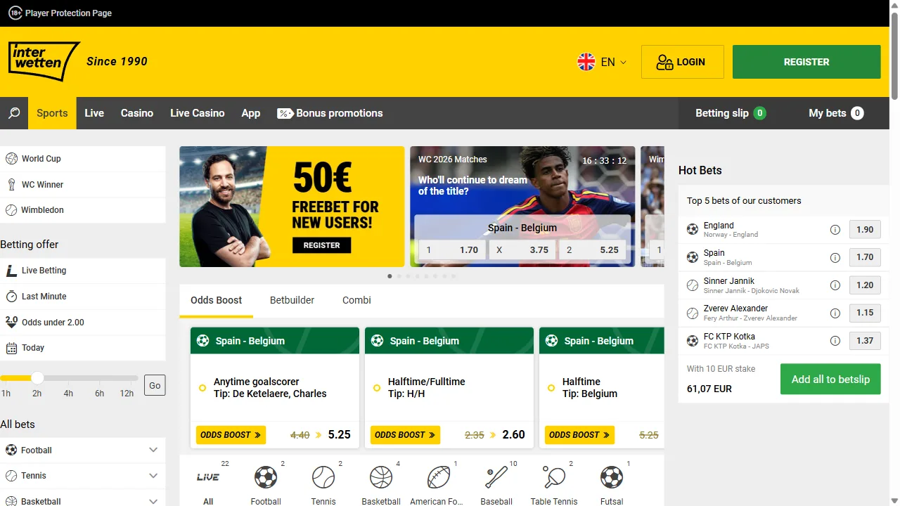 Captura oficial de la app de Interwetten en la App Store española